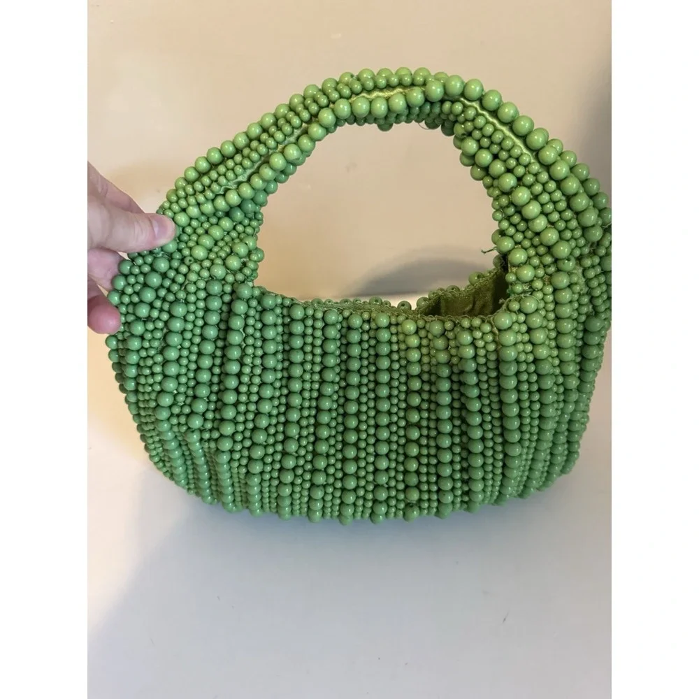 Boho Lime Green Beaded Handbag